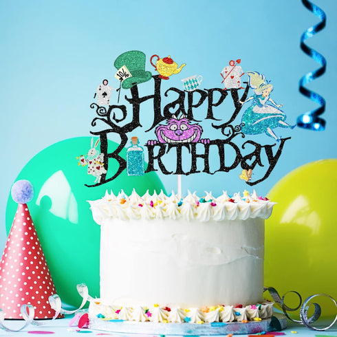 Alice Cake Toppers Kit, Magic Tea Party Baby Shower Child Birthday Party Decoration Supplies