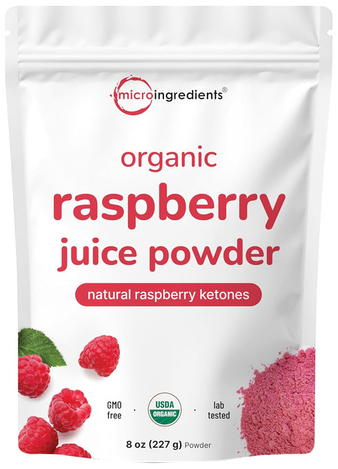 Organic Raspberry Juice powder, 8oz | 100% Natural Fruit Powder | Freeze-Dried