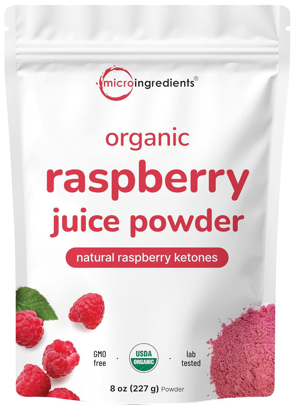 Organic Raspberry Juice powder, 8oz | 100% Natural Fruit Powder | Freeze-Dried
