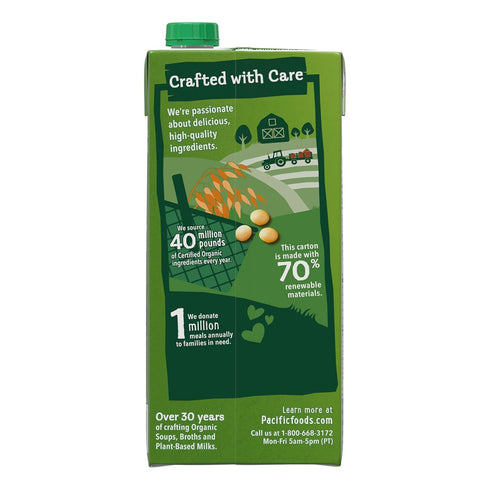32 oz (Pack 5) Pacific Foods Original Ultra Soy Milk, Plant Based Milk, Carton