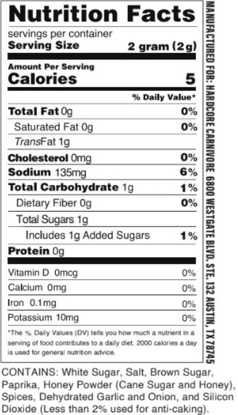 Hardcore Carnivore Sweet BBQ Seasoning Large Shaker
