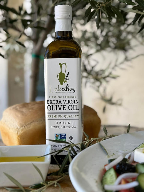 Lekethos 750ml Extra Virgin Olive Oil California Cold Pressed, Premium Small Batch, Estate Grown, Pure Non-GMO Olive