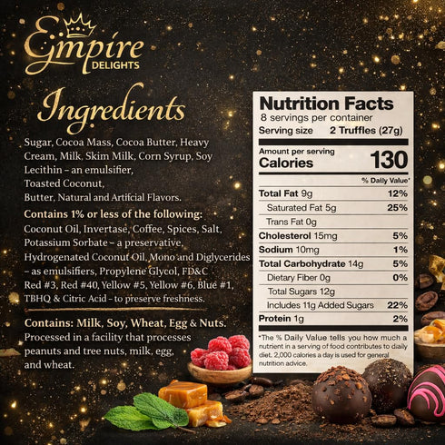 Empire Delights 12 6 oz Happy Birthday Chocolates - Assorted Milk & Dark Chocolate Truffles - Gourmet Box - Birthday