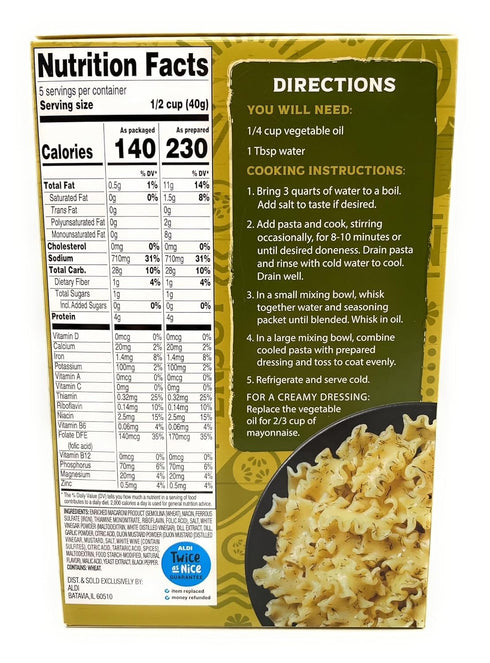 Generic 7.1oz/201g (Pack 1) Dill Pickle Pasta Salad Kit Mafalda Pasta with Dill, Garlic, and Vinegar Seasoning