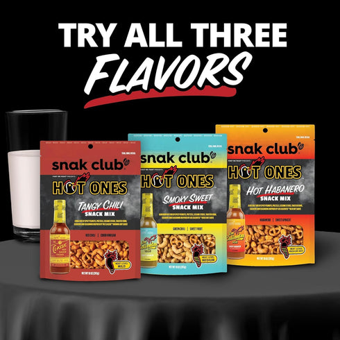 10 oz Snak Club x Hot Ones Hot Habanero Snack Mix, Spicy Snacks with Peanuts, Pretzels, Sesame Sticks, Toasted Corn