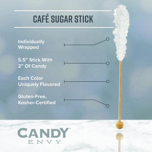 18 (Pack 2) Candy Envy - Gold Caf Sugar Sticks Mini Rock Candy - Individually Wrapped Gold Treats - Original Sugar