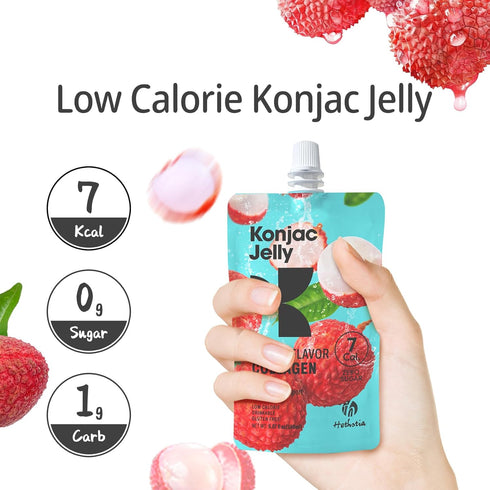 Set Hethstia Dried Konjac Rice & Lychee Collagen Konjac Jelly Bundle Low Calorie Shirataki Rice with Drinkable Jelly