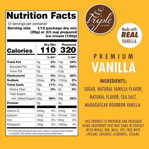 Pack (4) 5 Triple Scoop - Variety Ice Cream Mix, Mix For Ice Cream Maker. Simple, Easy, Delicious. From Gourmet Mix
