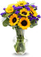 Stargazer Barn Sunflower Fields Bouquet with Vase - Fresh Cut Flower Delivery,