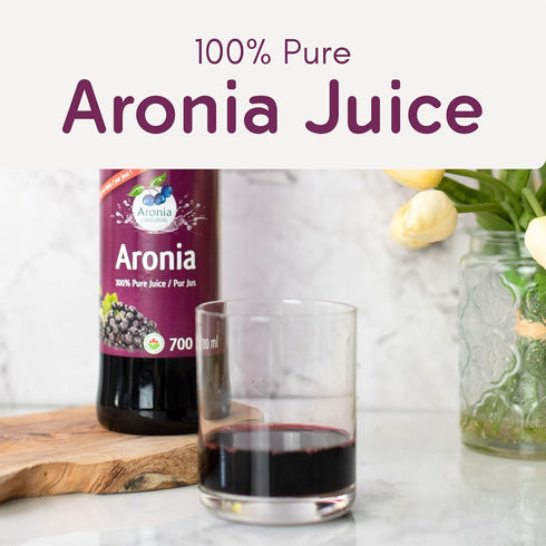 23.7 Oz 100% Aronia Original Organic Aronia Berry Juice Fl - Pure Chokeberry Juice, Not from Concentrate, Amber Glass
