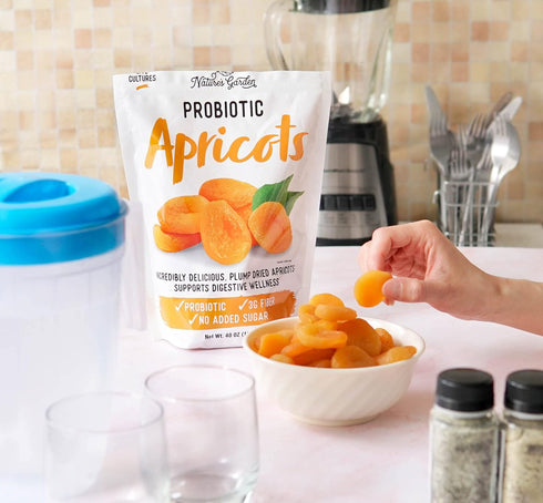 40 Oz (Pack 2) Nature's Garden Probiotic Apricots - Dried Fruit, Plump Dried, No Added Sugar, Gluten-Free, Dairy-Free