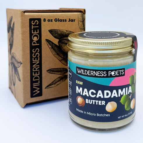 (8 Wilderness Poets, Raw Macadamia Nut Butter - Vegan, No Salt Ounce) - Glass Jar
