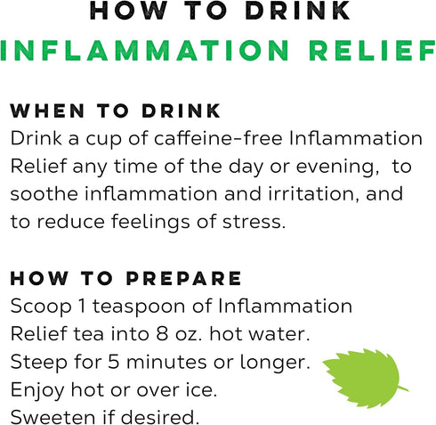 LOOSE LEAF Inflammation Inflammation Relief Herbal Tea, Soothing Caffeine Free Organic Tea Blend for Stress