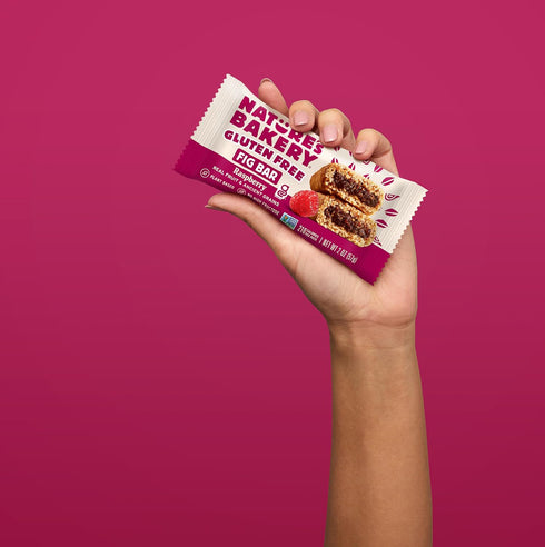 1- 12 Count 2 oz Packs (12 Packs), Nature's Bakery Gluten Free Fig Bars, Raspberry, Box of Twin Vegan Snacks, Non-GMO