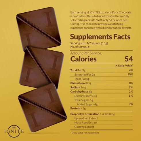 60% Pack 1 Ignite Dark Chocolate Bars Premium Cocoa Squares for Couples Luxurious Dark Chocolate Crafted for Shared