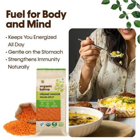 500gms, Organic Tattva Masoor Dal Malka Split Red Lentils for Everyday Cooking Masoor Dal, Soups, and Indian Meals