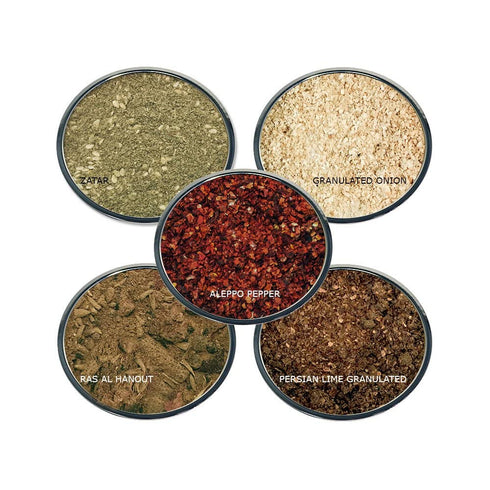 Chef Cherie Set 5 (1 North African Spice Gift - Contains: different spice jars each of: Zatar (Jordanian), Ras Al