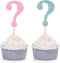 Set of 24 Glitter Question Mark Cupcake Toppers - Blue and Pink Party Decoration Picks
