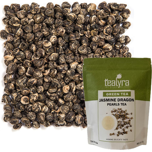 Tealyra - Imperial Jasmine Dragon Pearls - 8-Ounce - Green Tea Loose Leaf