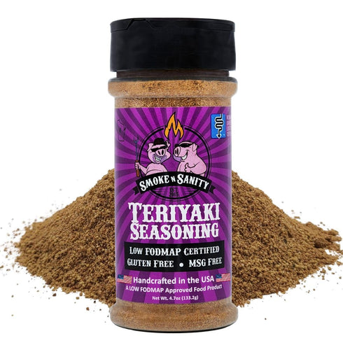 Smoke n Sanity Teriyaki Seasoning, Certified Low FODMAP, Gluten Free, 4.7 oz Shaker