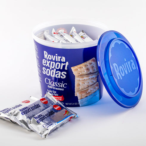 21 oz. (Pack 2) Rovira Export Soda Crackers, Bucket - A Perfect Snack - Great with Tuna Fish Dip or the Conchita Guava