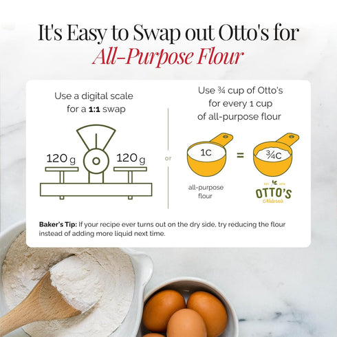 1-to-1 1.5 lb Otto's Naturals Organic Multi-Purpose Cassava Flour, Gluten-Free, Grain, Nut and Gum-Free, Wheat