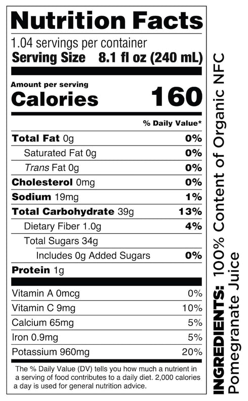 8.4 (Pack 12), Pure Pomegranate Juice, Ounce Bottle of Cold Pressed Organic Juice, Non-GMO, No Sugar Added, Not from