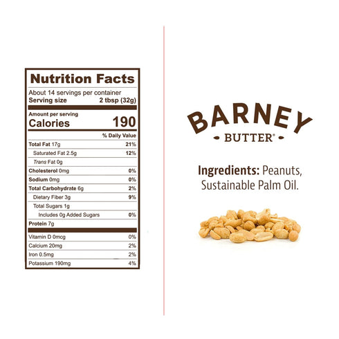 16 Barney Butter Peanut Butter, Bare Smooth, Ounce Jar, Natural, No Stir, Non-GMO, Gluten Free, Keto, Vegan