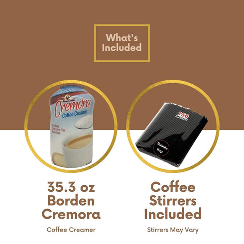 Bundle Bop 35.3 oz (Pack 2) Borden Cremora Non Dairy Coffee Creamer Powder with Plastic Coffee Stirrers