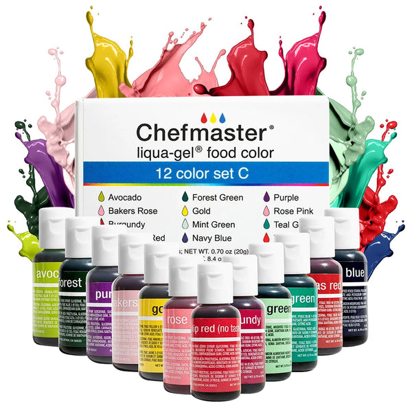 Chefmaster - Liqua-Gel Food Coloring - 12 Color Set C - Fade