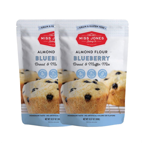 Miss Jones Baking Blueberry Muffin Mix, Almond Flour, Gluten Free, Low Carb, Naturally Sweetened, Pack of 2