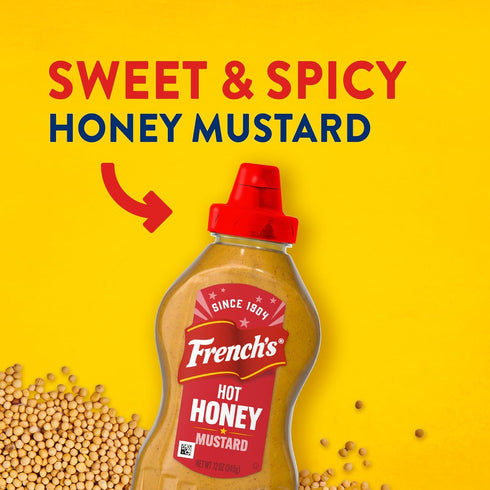 12 oz (Pack 4) Frenchs Mustard, Hot Honey, Sweet with a Kick of Heat, Sandwich Spread, Dipping Sauce, For Hot Dogs
