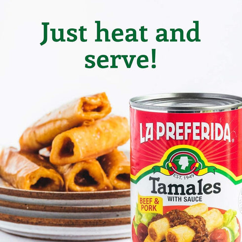 15oz. (Pack 2) La Preferida Beef & Pork Tamales Hearty Mexican Canned Tamales in Red Sauce