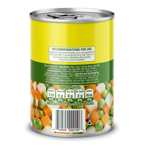 15 Oz (Pack 12) RICA RONDO MIXED VEGETABLES Can