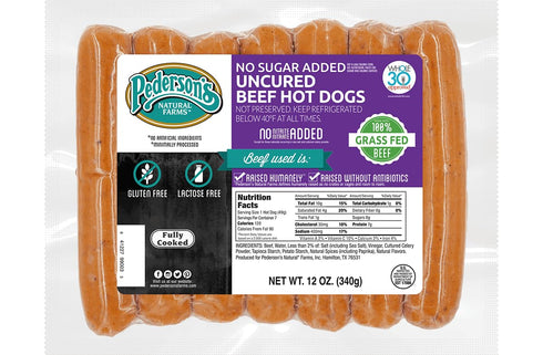 (5 Pack, 12 Pederson's Natural Farms Grass Fed Beef Hot Dogs ounces each)