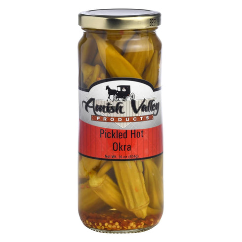 Amish Valley Products Pickled Crisp Okra Glass Jar Gourmet Chacuterie Board Garnish