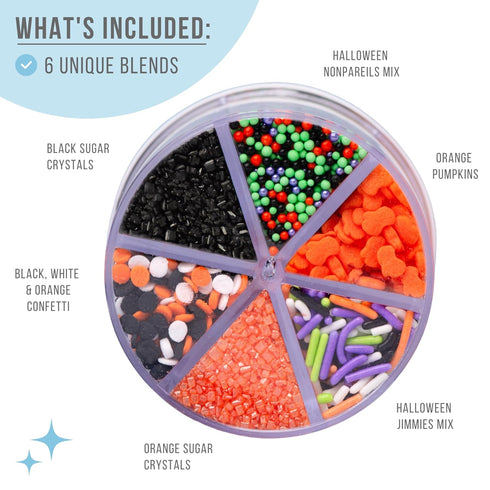 Sweets Indeed Halloween Sprinkles, Edible Sprinkle Mix, Pumpkin, Jimmies, Perfect for Cake Decorations, Baking, Ice Cream, Cookies, Cupcake Topper, 6.45 ounces