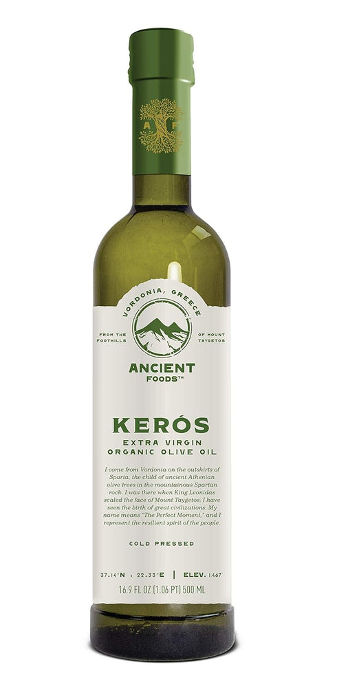 Ancient Foods Keros Organic Extra Virgin Olive Oil Cold Pressed Greek EVOO,