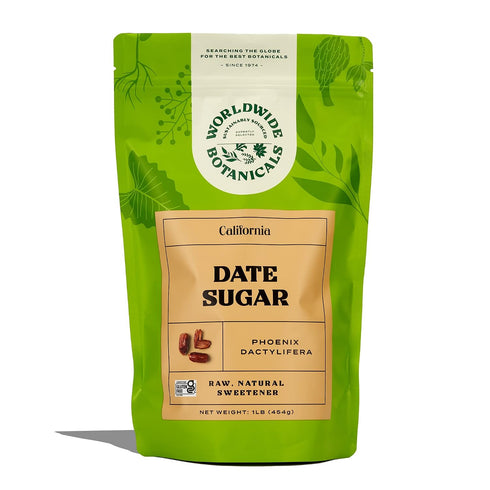 1 lb 100% 16 (Pack 2) Worldwide Botanicals Date Sugar Granules, - Pure Dried Dates, Granular Grind like sugar, Natural
