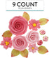 Set, 9 Count Global Sugar Art Roses & Blossoms Sugar Cake Flowers Pink, with leaves by Chef Alan Tetreault