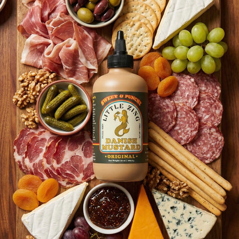 10 oz Little Zing Danish Mustard Sweet & Punchy Gourmet Mustard Sauce with Horseradish Kick All-Natural, No Oils