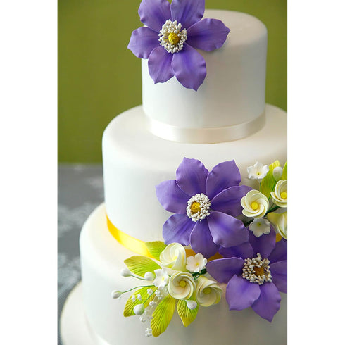 3 Count Global Sugar Art Clematis Sugar Cake Flowers, Light Purple, by Chef Alan Tetreault