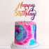 Tie Dye Happy Birthday Cake Topper for Tie Dye Party, Carnival Party Decoration Supplies for Boys Girls