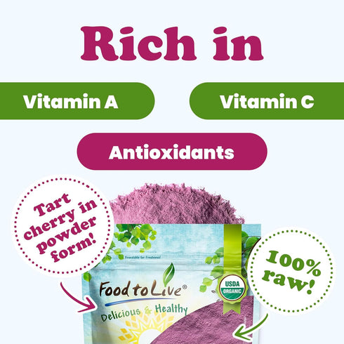 2 Food to Live Organic Cherry Juice Powder, Pounds Non-GMO, Raw, Kosher, Vegan Superfood, Bulk, Rich in Antioxidants