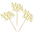 24 Pack Mr & Mrs Cupcake Picks, Gold Glitter Wedding Cupcake Toppers for Bridal Baby Shower Party Supplies