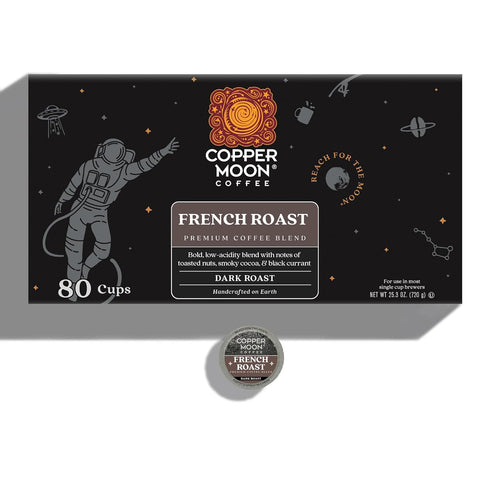 80 Count Copper Moon Single Serve Coffee Pods for Keurig K-Cup Brewers, Dark Roast, French Roast Blend
