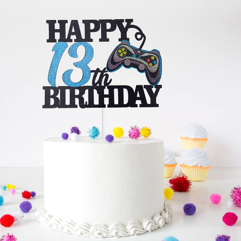 Happy 13th Birthday Video Game Cake Topper - Level 13 Unlocked Awesome 2010 Boy's Birthday Cake Topper - Video Game 13th Birthday Cake Decorations