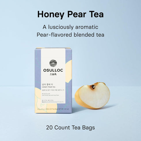 20 count OSULLOC Honey Pear Tea (Sweet Pear & Honey Flavor), Iced tea bags Fruit tea Blend, Premium Teabags from Jeju