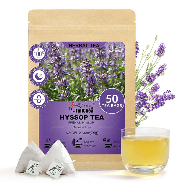 FullChea - Hyssop Tea Bags, 50 Count Caffeine-Free Herbal Tea Bags, Premium