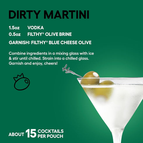 8 Oz 2 Pack Filthy Olive Brine, Premium Cocktail Mixer, Filtered for Dirty Martinis, Olive Juice for Cocktails Made